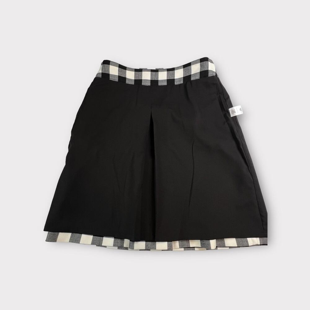 1901 Midi Skirt Womens Size 10 Black Ivory Check A-Line Career Capsule Academia - Picture 8 of 10